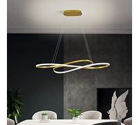 Huilefu LED Pendant Light Dining Table Modern Gold Metal Chandelier Dimmable Ceiling Light with Remote Control Suspended Adjustable Ceiling Hanging Lamp for Living Room Restaurant Kitchen