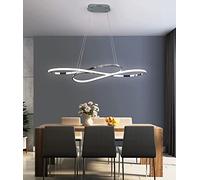 Huilefu Simple Modern dimmable Chrome Pendant Light, Adjustable Height LED Ring Chandelier, Hanging Light Fixture for Dining Room Ceiling and Kitchen Island