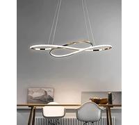 Huilefu Simple Modern dimmable Gold Pendant Light, Adjustable Height LED Ring Chandelier, Hanging Light Fixture for Dining Room Ceiling and Kitchen Island