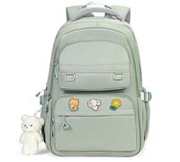 HuiLeo Cute Aesthetic School Backpack for Teens Girls Boys Women, College Laptop Bookbag for High Middle School Student, Green, M, Traditional Backpacks