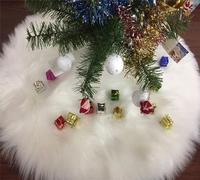 Huilimei 70cm/27.5" Christmas Tree Skirt White Faux Fur Fluffy Xmas Tree Skirt Mat Faux Fur Skirt for Christmas Home Party Decoration