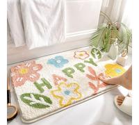 Huilimei Floral Bathroom Rugs Super Soft Flocked Absorbent Non-Slip Foot Mats Cute and Fun Doormat Machine Washable