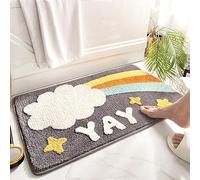 Huilimei Rainbow Stars Rug Bathroom Bathtub Washroom Sink Absorbent Non-Slip Foot Mat Bedroom Floor Mat