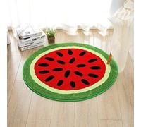 Huilimei Watermelon Shaggy Rug 80 x 80 cm,Area Rug for Kids Play, Fluffy Soft Bedroom Round Floor Mat