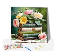 Huimanhe DIY Paint by Numbers for Adults,Wooden Framed Painting by Number Kits on Canvas,Acrylic Easy Color by Numbers for Beginner,Small Gifts Decor for Home Wall Room (Book)