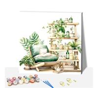 Huimanhe DIY Paint by Numbers for Adults,Wooden Framed Painting by Number Kits on Canvas,Acrylic Easy Color by Numbers for Beginner,Small Gifts Decor for Home Wall Room (Plant)