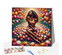 Huimanhe DIY Paint by Numbers for Adults,Wooden Framed Painting by Number Kits on Canvas,Acrylic Easy Color by Numbers for Beginner,Small Gifts Decor for Home Wall Room (Female)