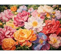 Huimanhe Flowers Adults Paint by Number Kits,Peony Painting by Number Kits on Canvas,Large Color by Numbers Adult Watercolor Gifts for Friends Wall Decor