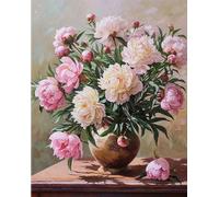 Huimanhe Flowers Adults Paint by Number Kits,Peony Painting by Number Kits on Canvas,Large Color by Numbers Adult Watercolor Gifts for Friends Wall Decor