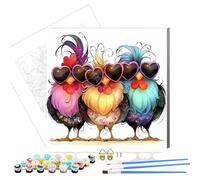 Huimanhe Paint by Numbers Kit for Adults,DIY Easy Painting Kits on Canvas with Wooden Framed, Small Color by Numbers Acrylic,Adult Paint by Number for Gifts,Home Wall Decor (Three Chickens)