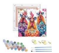 Huimanhe Wooden Framed Adult Paint by Numbers Kits,Easy Painting by Number Kits on Canvas,Color by Numbers Acrylic Watercolor Gifts for Friends Home Wall Decor (Three Chickens)