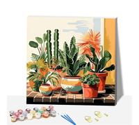 Huimanhe Wooden Framed Paint by Numbers Kits for Adults,DIY Painting Kit on Canvas, Color by Numbers Acrylic,Adult Paint by Number for Wall Decor and Gifts (Cacti Collection)