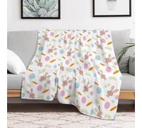 HuiMeiEr 3D Bunny, Carrot, Easter Print Thick Flannel Blanket, Adult Blanket For Sofa, Bunny, Carrot, Easter Microfiber Kids Blanket Blanket 50"x60"