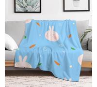 HuiMeiEr 3D Rabbit，blue Print Thick Flannel Blanket, Adult Blanket For Sofa, Rabbit，blue Microfiber Kids Blanket Blanket 40"x50"
