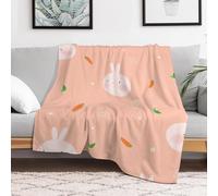 HuiMeiEr 3D Rabbits，pink Printed Cartoon Flannel Blanket, Super Soft Cozy Fuzzy Warm Throws, For Winter Bedding, Couch And Home 50"x60"