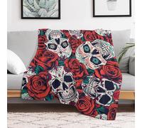 HuiMeiEr 3D Skull Rose Pattern Printed Fleece Throw Blanket For Kids Teens Adults Soft Fuzzy Push Blanket for Holiday Bed Couch 40"x50"