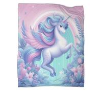 HuiMeiEr 3D Unicorn Printed Fleece Throw Blanket For Kids Teens Adults Soft Fuzzy Push Blanket for Holiday Bed Couch 50x60inch(127x152cm) Rainbow Horse