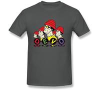 Huimin Cartoon Devo Pullover Men's Crewneck T-Shirt Short Sleeve Top Unisex Pure Cotton Tee Grey XXL