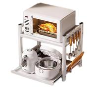 HUIMOZ 2 Tier Adjustable Microwave Oven Rack with Cutting Board Holder Space Saving Kitchen Storage Shelf Toaster Stand for Countertop 55cm Height for Home & Office Use