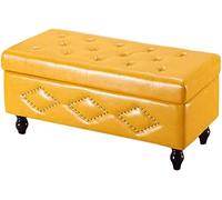 HUIMOZ Entrance Shoe Stool PU Storage Bench Wooden Ottoman Footstool Change Shoe Bench Makeup Stool Sofa Stool Bed End Stool for Hallway Entryway Corridor Room (Color : Brown)