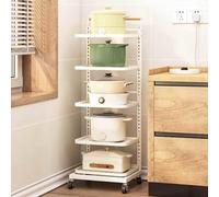 HUIMOZ Kitchen Storage Rack for Saucepan Organization with Cupboard and Microwave Shelf White Space saving Pot Holder and Organizer with 5 * 5 Boards