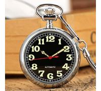 HUIMVNC Luminous Numbers Dial Mechanical Automatic Pocket Watch Self Winding Pocket Snake Chain Luxury FOB Watch Noctilucent Fluorescent Times