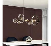 HUIMVNC Nordic Black Dining Table Hanging Lamp,Modern LED Chandelier Clear Glass Ball Long Pendant Lamp for Dining Room Bar Shop Office Hanging Suspension Lights G9 Times