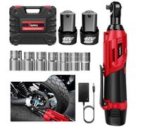 Huini 12V Cordless Ratchet Wrench 3/8",Power Ratchet 40N.m, 230RPM with 2x1.5Ah Lithium-Ion Battery and Fast Charge,Electric Ratchet Wrench Kit spanners for automotive repairs and plumbing maintenance