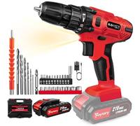 Huini 21V Cordless Drill,Electric Drill Set,45Nm Cordless Combi Drill with 25+1 Torque Setting,Large LI-ion Battery,29PCS Accessories,2 Variable Speed, LED Work Light,Home and Garden DIY Project Kit