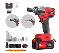 Huini 3 in 1Cordless Impact Wrench,3400RPM Electric Wrench,1/2" Brushless Power Impact Gun, Max Torque 550N.m with 4 Sockets, 12PCS Screwdriver Bits, 4.0Ah Battery & Carry Box for Car Home Projects