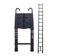Huini 5m Aluminium Telescopic Ladder with Detachable Hook, 13 Steps, Max Load 150kg, Black