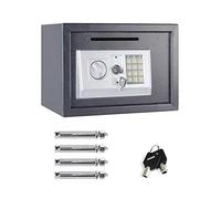 Huini Digital Safe Security Electronic Steel Safety Box Home Office Money Cash Lockable Storage Safe with 2 Emergency Keys, 16L - Grey