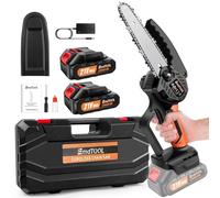 Huini Mini Chainsaw Cordless 6 Inch with 2 x1.5Ah Battery, Powerful Electric Chainsaw with 1 Chain and Security Lock,Handheld Small Chain Saw for Wood Cutting Tree Trimming Gardening,Orange