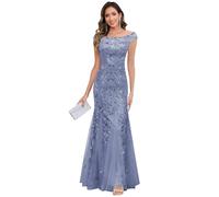 HUINI Off Shoulder Sequins Mother of the Bride Dress for Women Long Tulle Mermaid Evening Dress for Wedding, Dark Bermuda Shorts, 10