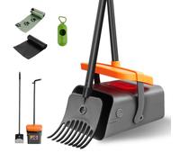 Huini Pet Pooper Scooper, Portable Dog Poop Scooper, Swivel Bin and Rake for Dogs, Foldable Dog Poop Scooper for Grass with Long Handle, Cat Poop Picker with 20 Waste Bags for Yard/Grass/Outdoor