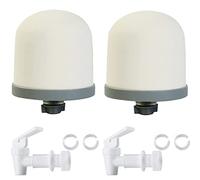 HUINING Ceramic Dome Water Filter, BPA Free Plastic Water Spigot, Replacement Household Water Bucket. (Dome2-Tap white2)