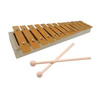 HUIOP 13 Notes Glockenspiel Classic Wood Color Xylophone Metal Keys Percussion Rhythm Handheld Musical Instrument with 2 Mallets for Beginners Students