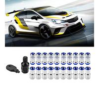 HUIOP 20 Red Black Racing Lug Wheel Lock Nut Set, Internal Drive Nut Wrench, ALLEN Hex Wrench, High Quality, Aftermarket Wheels Compatible, M12 X P1.5 (Blue)