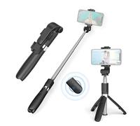 HUIOP 27.5 Inch 3 in 1 Desktop Tripod Gimbal Stabilizer with 6 Section Telescopic Rod with Phone Clip and Removable Remote Compatible with Android 4.3/iO System