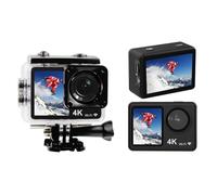 HUIOP 4K 30FPS Action Camera 16MP WiFi Sports Camera 160°Wide Angle Lens Dual Sn 30M/98ft Waterproof with Waterproof Housing Mounting Accessories Kit for Diving Surfing Skiing