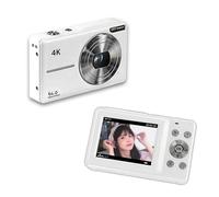 HUIOP 4K/30FPS Digital Camera 64MP Digital Video Camera 2.4 Inch Sn 18X Digital Zoom Built-in Battery Birthday for Teens Students Friends (White)
