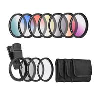 HUIOP 52mm Phone Lens Filter Kit with 7 Colors Graduated Filters + CPL + Star Filter + Close Up Filter + Mounting Clip Replacement for 15/14/13/12/11, for DSLR Cameras