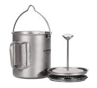 HUIOP 750ml Titanium Coffee Cup Mug French Press Pot Coffee Maker with Lid Outdoor Camping Cooking Pot,titanium coffee pot
