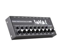 HUIOP 8 Channel Audio Mixer Mono/Stereo Switching Audio Mixer with Level Indicator Light 6.35mm TRS/TS Input Metal Iron Shell Type-C Audio Processor Mixer Independent Volume Adjustment Knob for Guitar