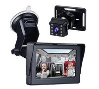 HUIOP Baby Car Mirror,Baby Car Mirror 1080P 4.3 Inch Baby Car Camera Night Vision Safety Car Seat Mirror Cameras Monitored Mirrors with Wide Crystal Clear View Adjustable Angle Length 5M Long Cable