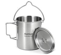 HUIOP camping cup, 750ml Stainless Steel Pot Portable Water Mug Cup with Lid and Foldable Handle Outdoor Camping Cooking Picnic,camping pot
