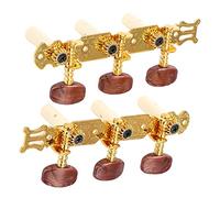 HUIOP Classical Guitar String Tuning Peg Tuner Set, Agate Handle, A3 Steel Plate, Smooth Picking, Precise Positioning, Golden, Metal and ABS, with Steel Lacquered Gold Bottom Plate,