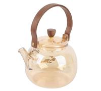 HUIOP Clear Heatproof Glass Teapot with Wood Handle 950ml Loose Leaf Tea Maker - Multipurpose Tea Brewer for Home, Office - Ideal Present for Lovers