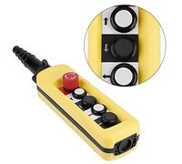 HUIOP Crane Chain Hoist Lift Controller, Pendant Switch ABS Plastic Control with Emergency Stop, Sturdy, Safe and Reliable 4 Buttons, Normally Open for Working Voltage 500V, IP