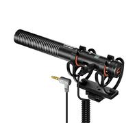 HUIOP CVM-VM20 microphone CVM-VM20 Video Cardioid Condenser Microphone 2-level Low Cut Noise Canceling 3.5mm Monitoring with Shock Mount Windscreens Carrying Case Built-in 300mAh Battery for Smartpho